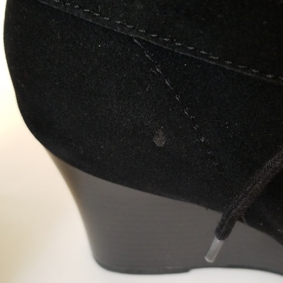 Rampage Black Faux Suede Lace Up Boot Wedges - Picture 8 of 8